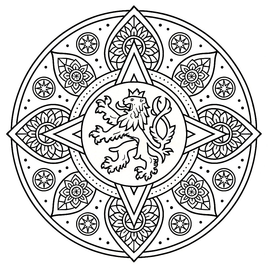 Český lev  v erbu  a mandale - silný symbol